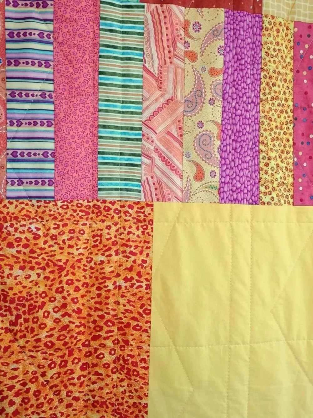 🩷    BNWT HANDMADE COTTON QUILT MODERN COLORFUL ORANGE GREEN YELLOW 48